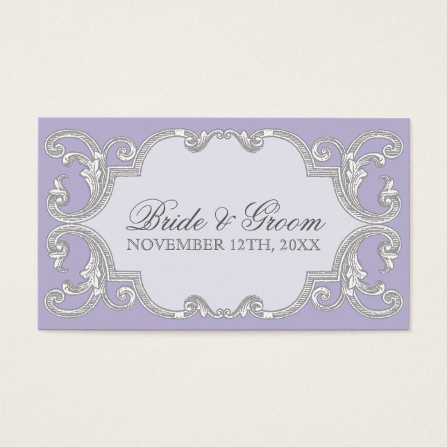 Märkrna Tear Drop Snöre, Lavender - Wedding Favor  Visitkort (Framsidan)
