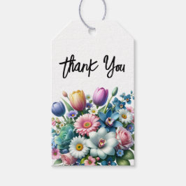 Märkrna vår Blommigt Tack Presentetikett