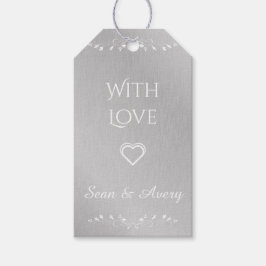 Märkrna vintage Silver & Vita Personligen Bröllop Presentetikett