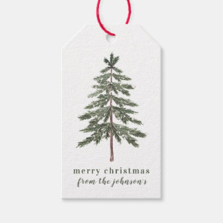 Märkrna Watercolor Träd Gift Presentetikett