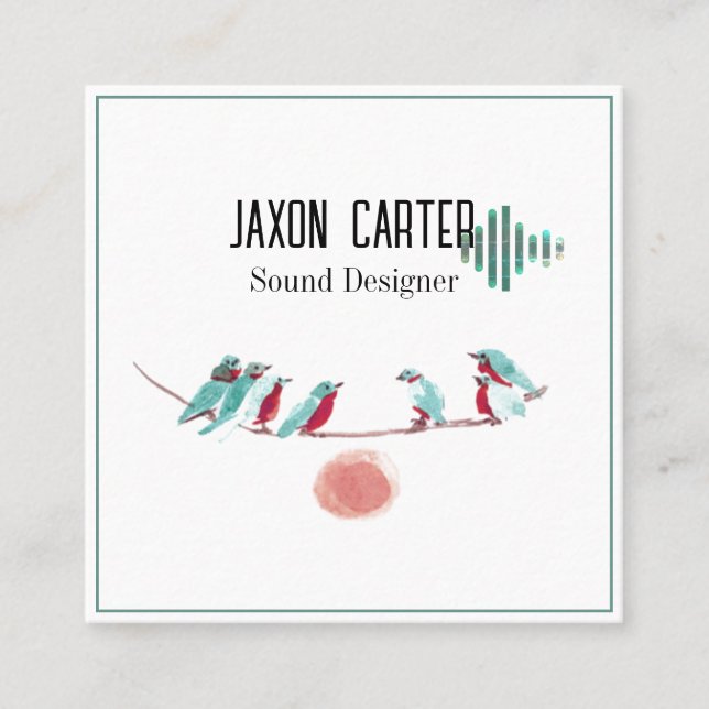 Märkskylt för fågelsångskylt fyrkantigt visitkort (Framsida)