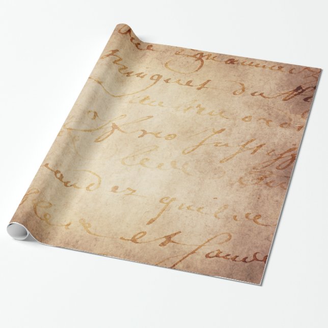 märkt 1700svintagefransk skrivar Parchment Presentpapper (Utrullad)