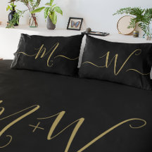 Marktat par elegant inledande monogram svart guld