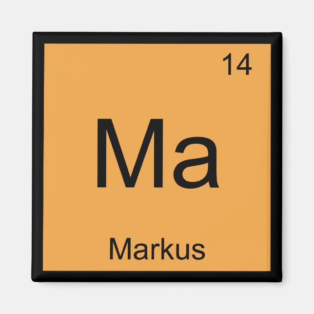 Markus Namn kemi Inslag Periodic Bord Magnet (Framsidan)