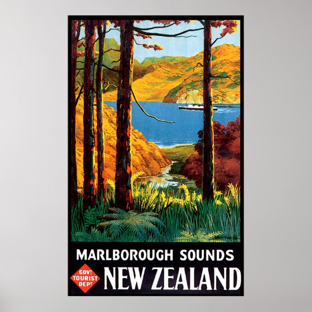Marlborough Ljud Nya Zeeland Poster (Framsidan)