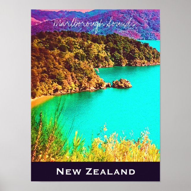 Marlborough Ljud Nya Zeelands resa Poster (Framsidan)