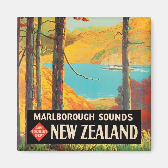 Marlborough New Zealand vintage resor Magnet (Framsidan)