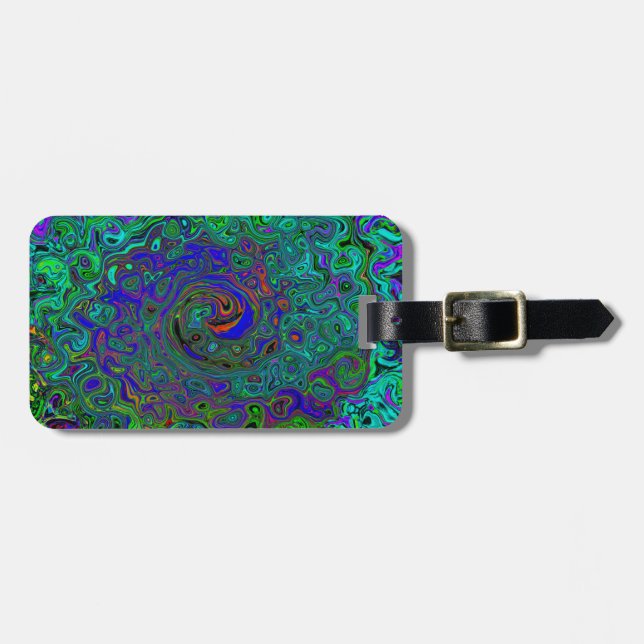 MarLED Blue - Aquamarine Abstrakt Retro Swirl Bagagebricka (Horisontell Framsida)