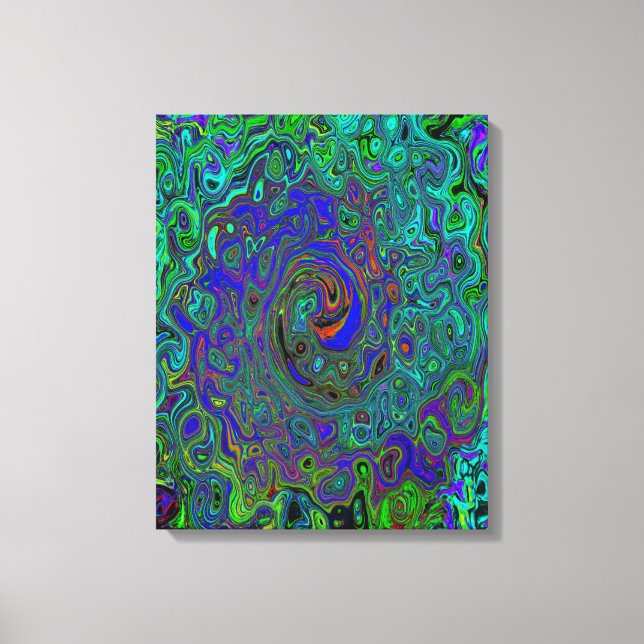 MarLED Blue - Aquamarine Abstrakt Retro Swirl Canvastryck (Framsida)