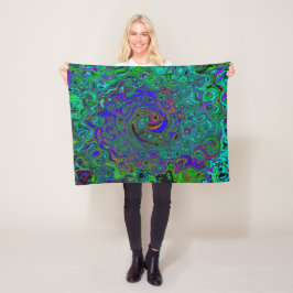 MarLED Blue - Aquamarine Abstrakt Retro Swirl Fleecefilt