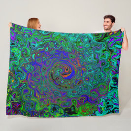 MarLED Blue - Aquamarine Abstrakt Retro Swirl Fleecefilt