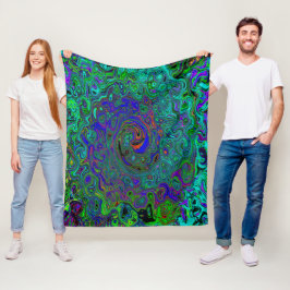 MarLED Blue - Aquamarine Abstrakt Retro Swirl Fleecefilt