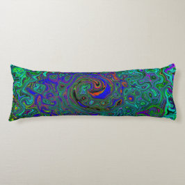 MarLED Blue - Aquamarine Abstrakt Retro Swirl Kroppskudde