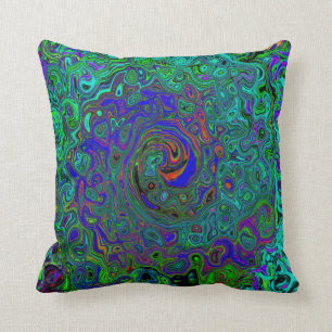 MarLED Blue - Aquamarine Abstrakt Retro Swirl Kudde