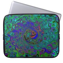 MarLED Blue - Aquamarine Abstrakt Retro Swirl Laptop Fodral