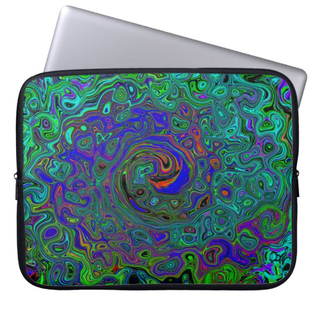 MarLED Blue - Aquamarine Abstrakt Retro Swirl Laptop Fodral (Framsidan)