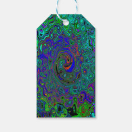 MarLED Blue - Aquamarine Abstrakt Retro Swirl Presentetikett