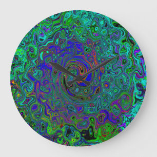 MarLED Blue - Aquamarine Abstrakt Retro Swirl Stor Klocka