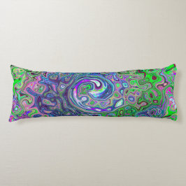 MarLED Lime Green and Lila Abstrakt Retro Swirl Kroppskudde