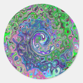 MarLED Lime Green and Lila Abstrakt Retro Swirl Runt Klistermärke