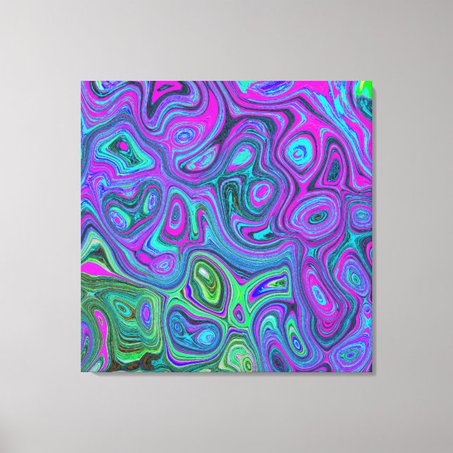 MarLED Magenta och Lime Green Groovy Abstrakt Art Canvastryck (Framsida)