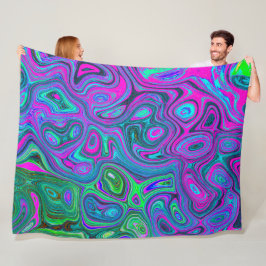 MarLED Magenta och Lime Green Groovy Abstrakt Art Fleecefilt