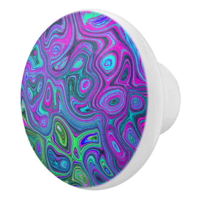 MarLED Magenta och Lime Green Groovy Abstrakt Art Knopp (Höger)