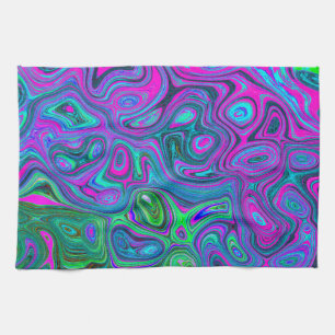MarLED Magenta och Lime Green Groovy Abstrakt Art Kökshandduk