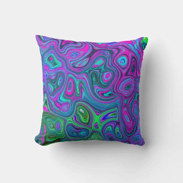 MarLED Magenta och Lime Green Groovy Abstrakt Art Kudde (Framsida)