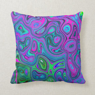 MarLED Magenta och Lime Green Groovy Abstrakt Art Kudde