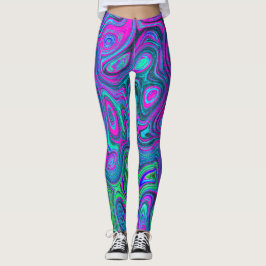 MarLED Magenta och Lime Green Groovy Abstrakt Art Leggings