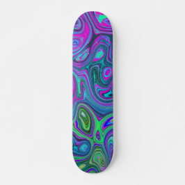 MarLED Magenta och Lime Green Groovy Abstrakt Art Mini Skateboard Bräda 18,5 Cm