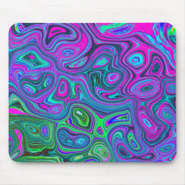 MarLED Magenta och Lime Green Groovy Abstrakt Art Musmatta (Framsidan)