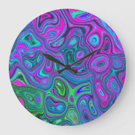 MarLED Magenta och Lime Green Groovy Abstrakt Art Stor Klocka