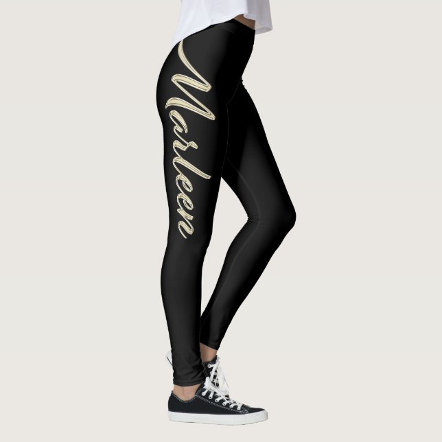 Marleen white gold Handwriting Hose Leggings (Höger)