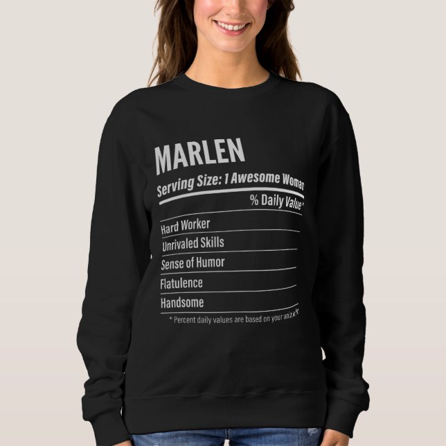 Marlen  Nutritional Facts Serving Size Calories T Shirt (Framsida)