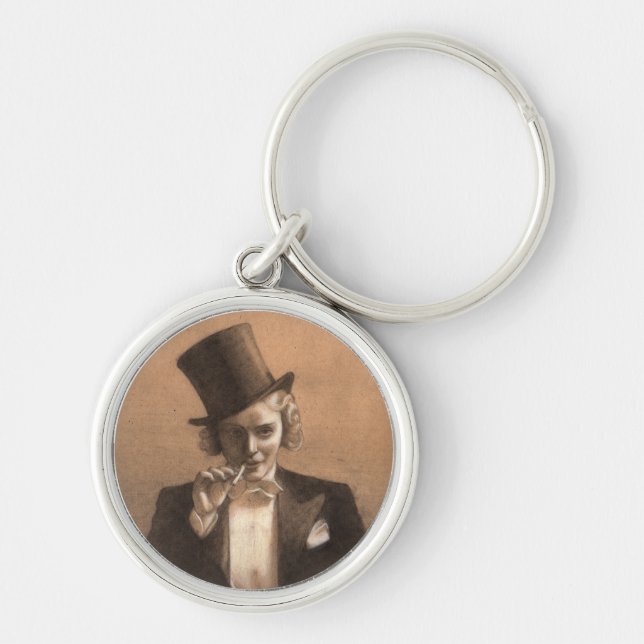 Marlene Rund Silverfärgad Nyckelring (Framsidan)