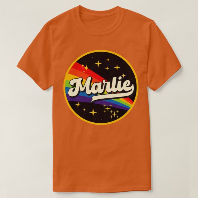 Marlie Rainbow i Space Vintage Stil T Shirt (Design framsida)