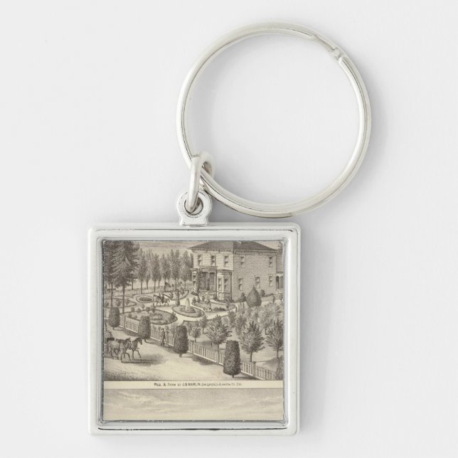 Marlin, bosättningar på svin, gårdar fyrkantig silverfärgad nyckelring (Framsidan)