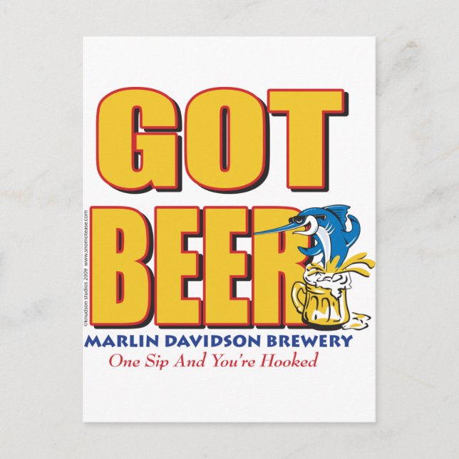 Marlin Davidsons Brewery - Fått Öl Vykort (Framsida)