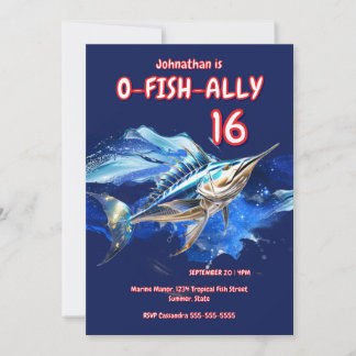 Marlin djuphavsfiske pojkar tema fest inbjudningar