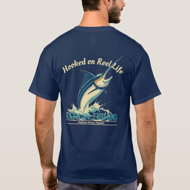 Marlin Fish-Hooking på Reel Life T Shirt (Baksida)