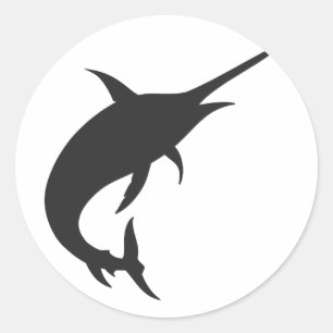 Marlin fish silhouette - Välj bakgrund färg Runt Klistermärke