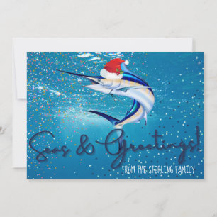 Marlin Fishing Helgdag Card Julkort