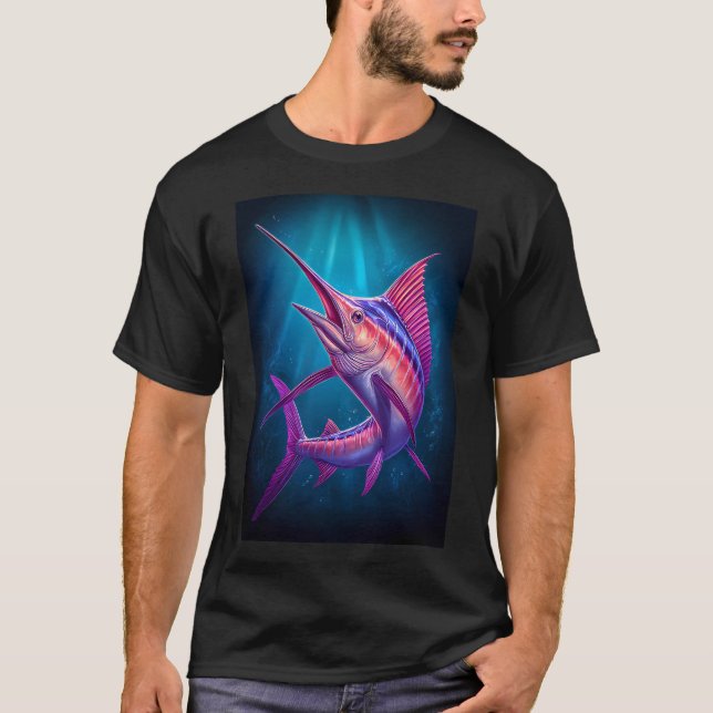 Marlin i djupt blått vatten t shirt (Framsida)