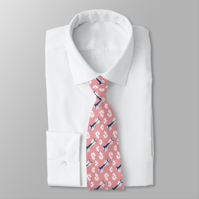 Marlin på rosa blommig slips (Bunden)