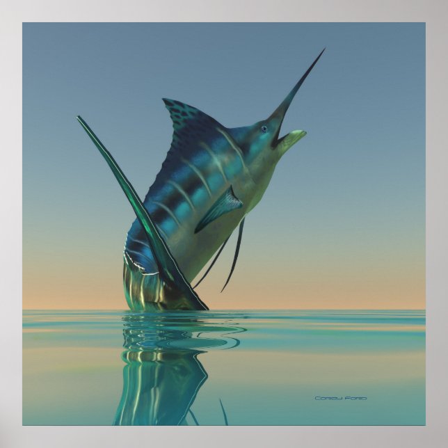 Marlin Sport Fish Skriv ut Poster (Framsidan)