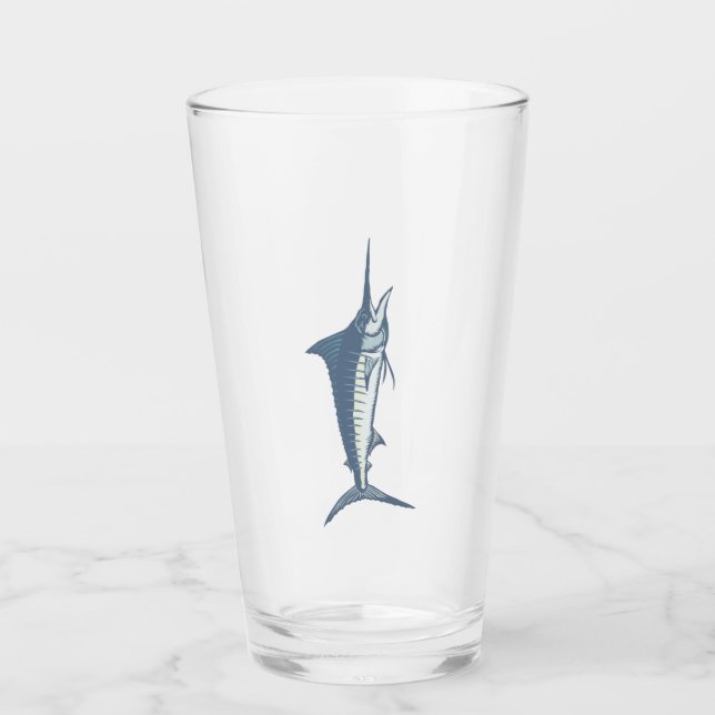 Marlin Swordfish Beer Pint Glaskopp (Framsida)