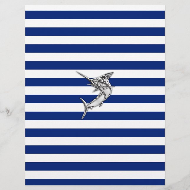 Marlin Swordfish Chrome Stil på Nautical Rand (Framsida)