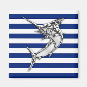 Marlin Swordfish Chrome Stil på Nautical Rand Magnet
